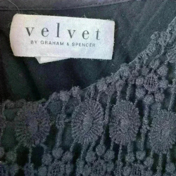 Velvet by Graham and Spencer Stretch Sheath Crocheted Lace Dress Sz Small Black - Picture 7 of 8